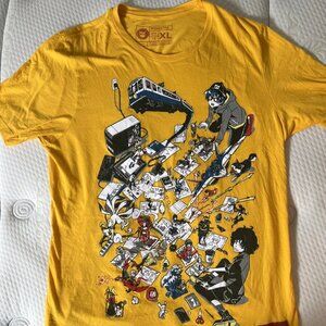 Boomslank MANIA Anime Graphic T-Shirt XL Yellow Shinobi Streetwear Tee